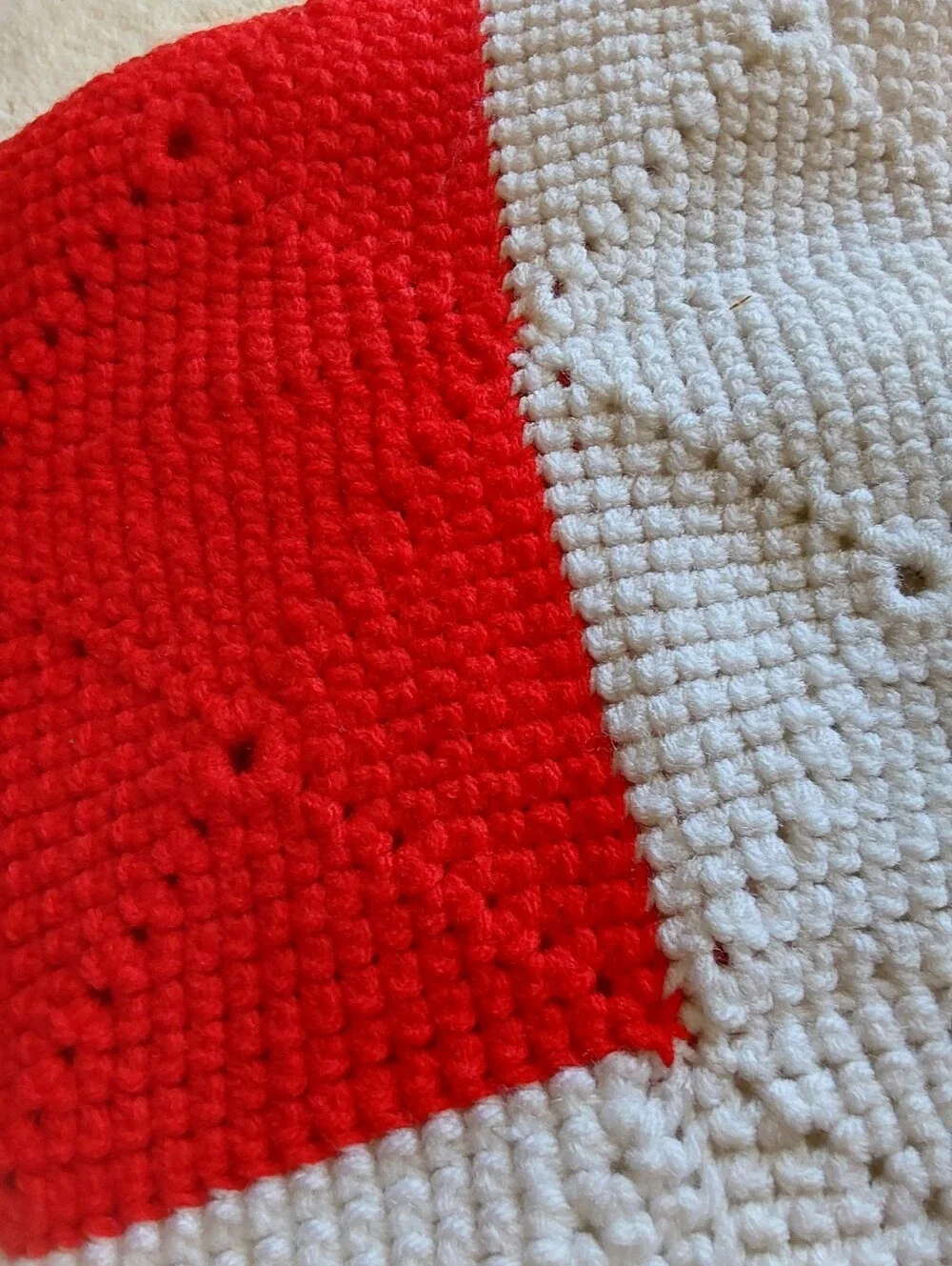 🌺 NEW Handmade Orange, Red & White Geometric Afgan/Bedspread